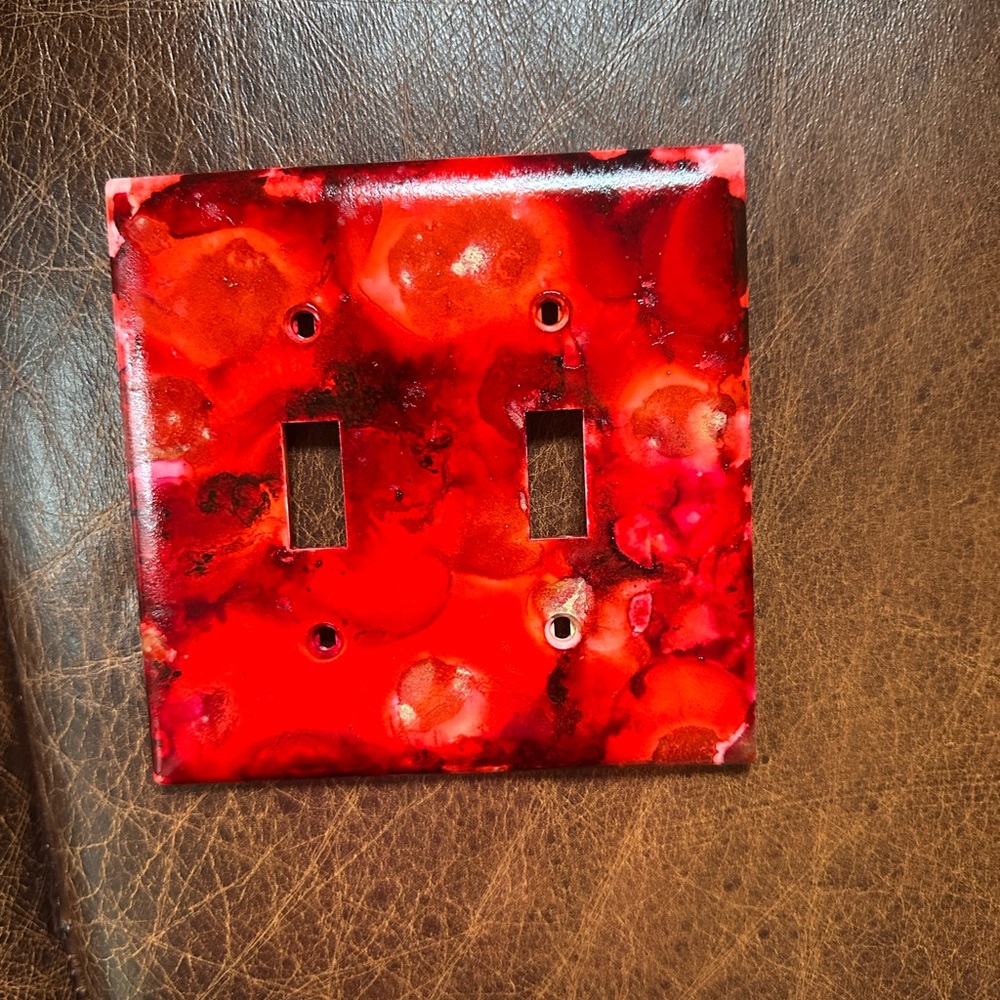 Hand crafted shades of Red Artistic Light Switch Cover